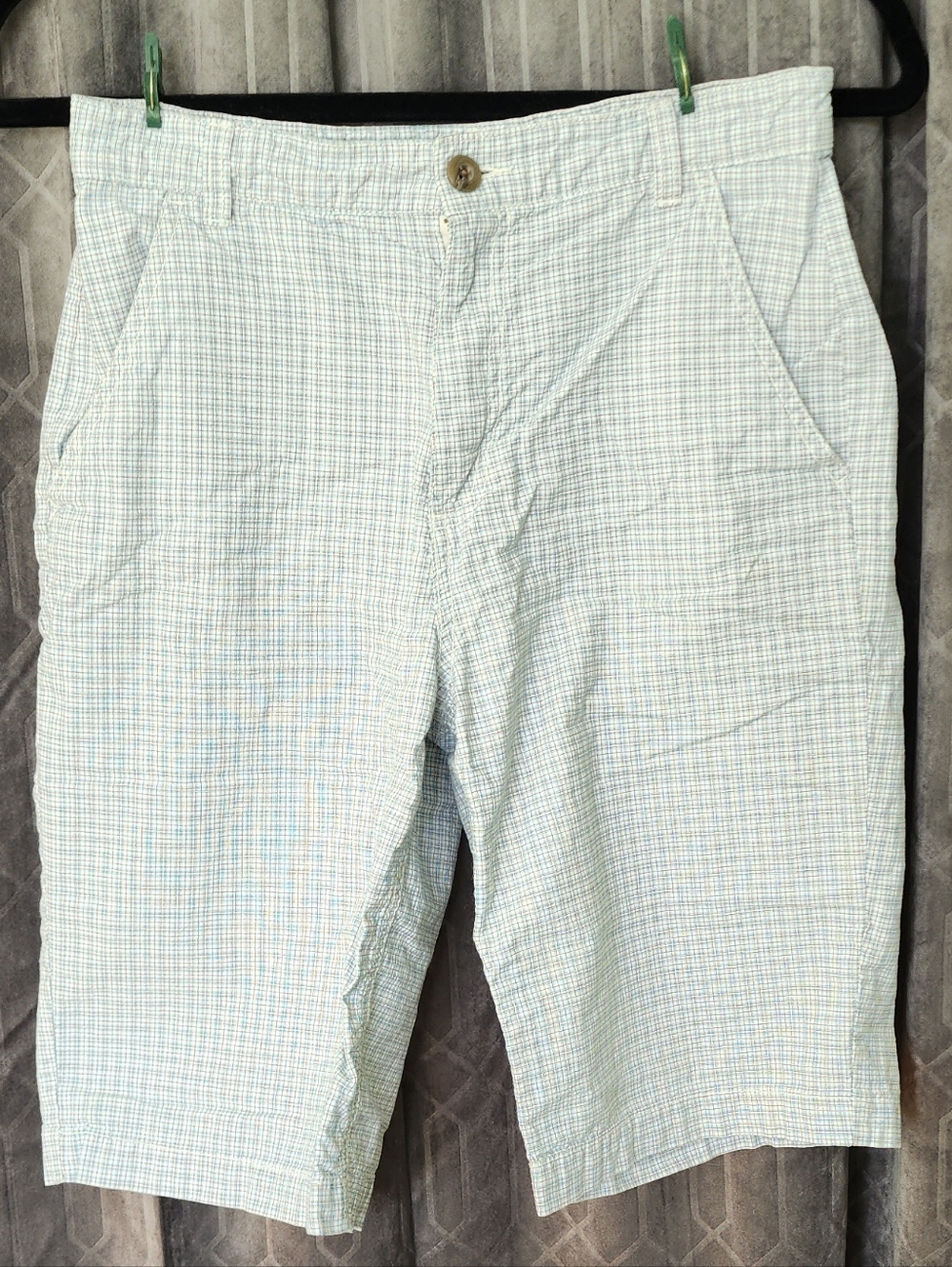 Old Navy Light Blue & White Checked Boy’s Flat Front Shorts
